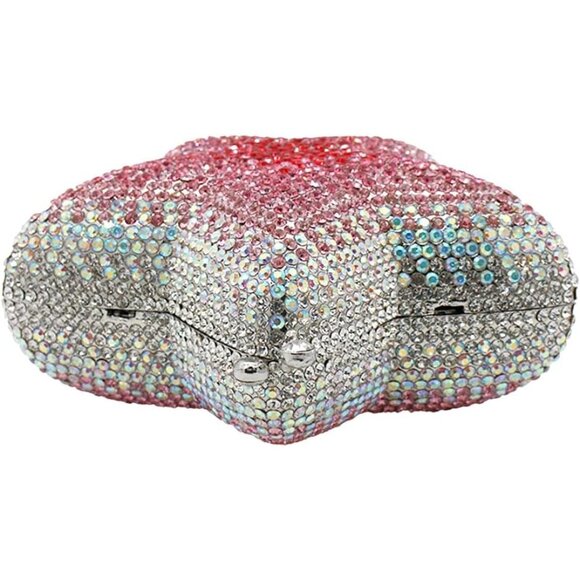 Luxury Pink Red Rhinestone Star Shape Clutch for Weddings & Parties - Picture 4 of 6